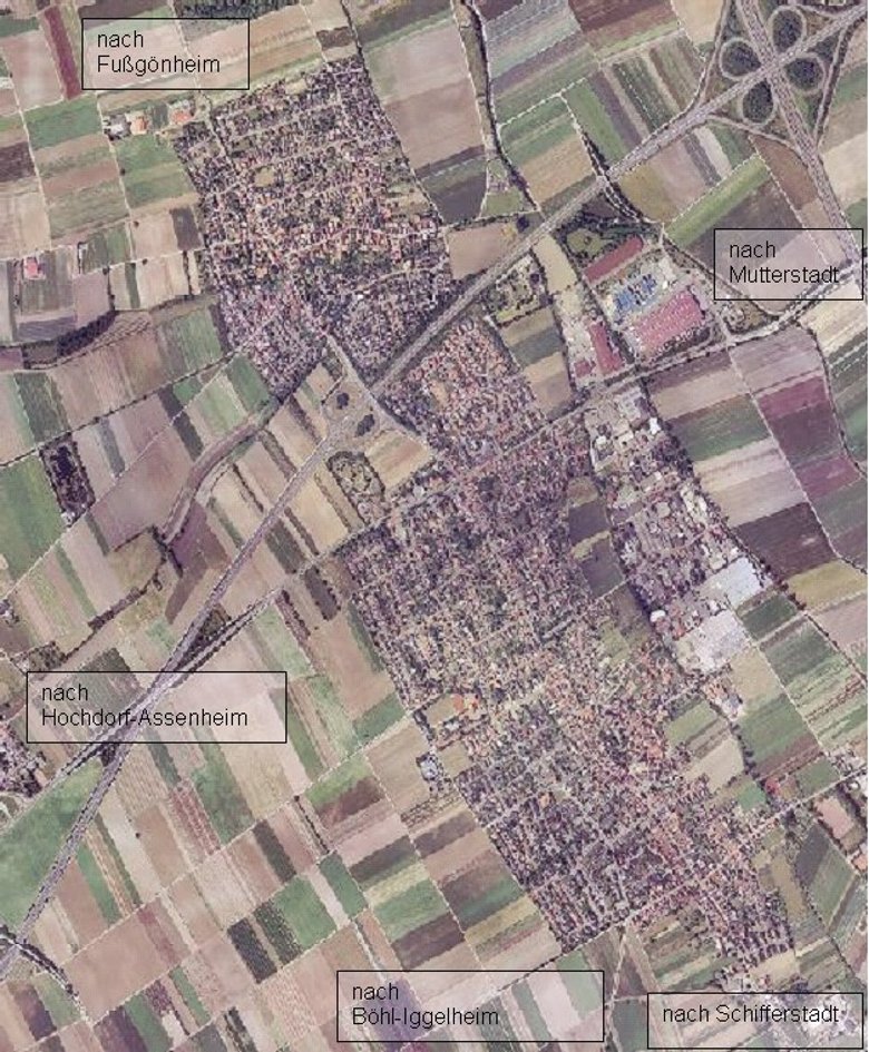 Luftbild der Ortsgemeinde Dannstadt-Schauernheim