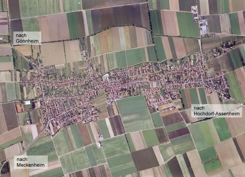 Luftbild der Ortsgemeinde Rödersheim-Gronau